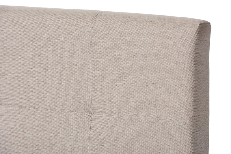 Baxton Studio Brookfield Modern and Contemporary Beige Fabric Upholstered Grid-tufting Queen Size Bed