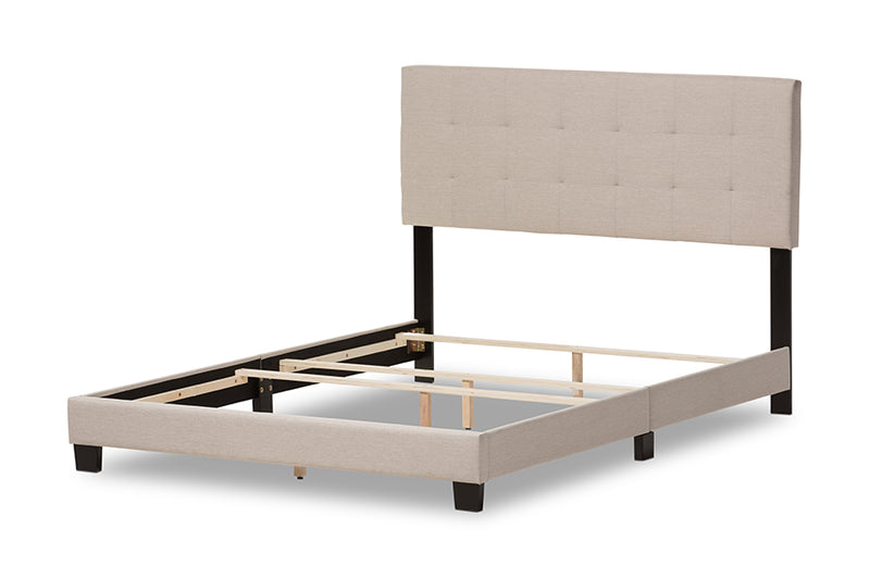 Baxton Studio Brookfield Modern and Contemporary Beige Fabric Upholstered Grid-tufting Full Size Bed
