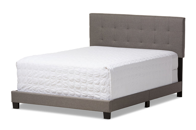 Baxton Studio Brookfield Modern and Contemporary Grey Fabric Upholstered Grid-tufting Queen Size Bed