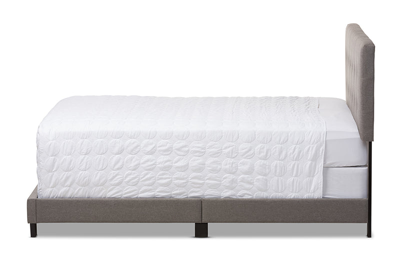 Baxton Studio Brookfield Modern and Contemporary Grey Fabric Upholstered Grid-tufting Full Size Bed