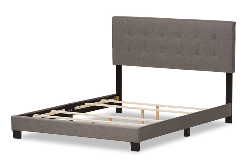Baxton Studio Brookfield Modern and Contemporary Grey Fabric Upholstered Grid-tufting Queen Size Bed