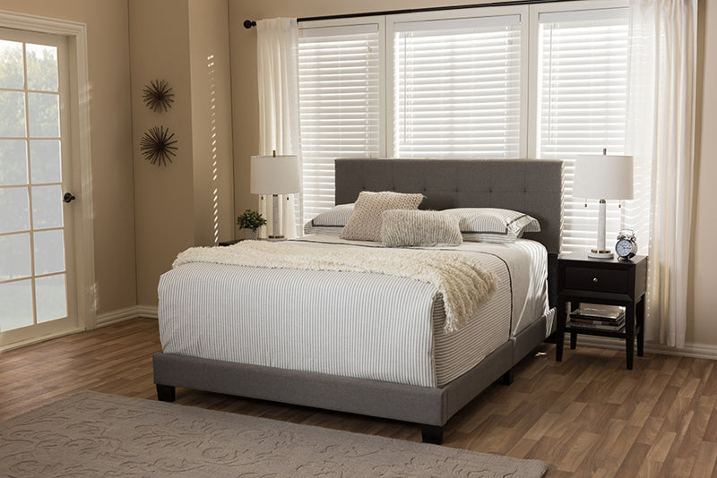 Baxton Studio Brookfield Modern and Contemporary Grey Fabric Upholstered Grid-tufting Full Size Bed
