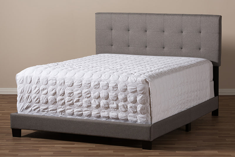 Baxton Studio Brookfield Modern and Contemporary Grey Fabric Upholstered Grid-tufting Full Size Bed