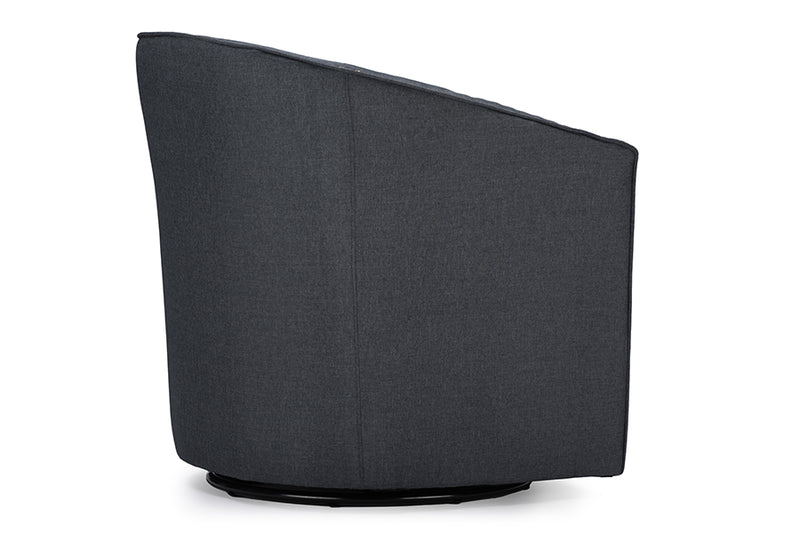 Baxton Studio Porter Modern and Contemporary Classic Retro Grey Fabric Upholstered Swivel Tub Chair