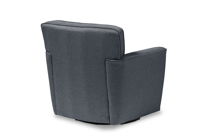 Baxton Studio Canberra Modern Retro Contemporary Grey Fabric Upholstered Button-tufted Swivel Lounge Chair with Arms