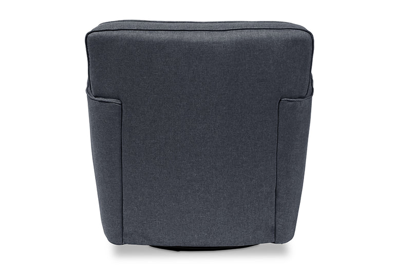 Baxton Studio Canberra Modern Retro Contemporary Grey Fabric Upholstered Button-tufted Swivel Lounge Chair with Arms
