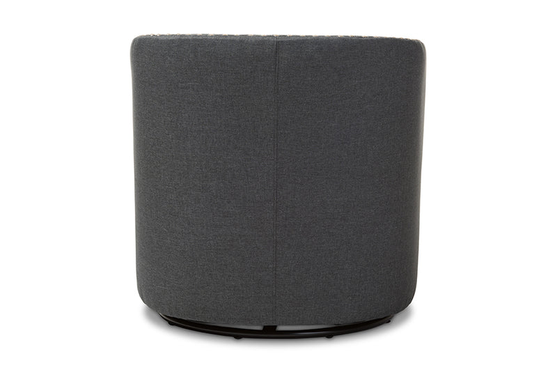 Baxton Studio Finley Mid-century Modern Grey Fabric Upholstered Swivel Armchair