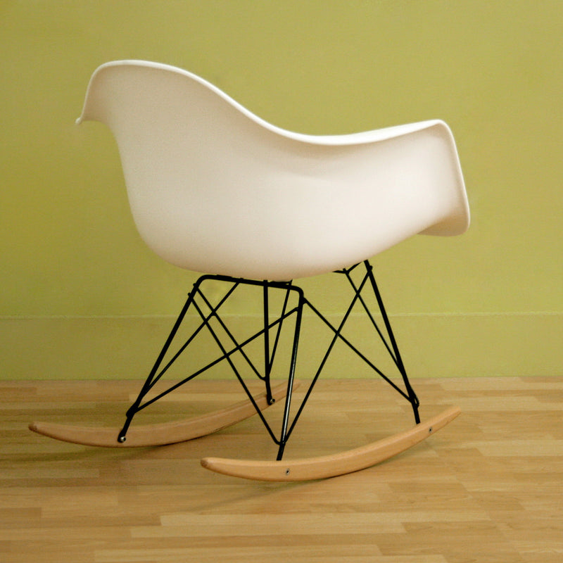 Baxton Studio Dario White Plastic Mid-Century Modern Rocking Chair