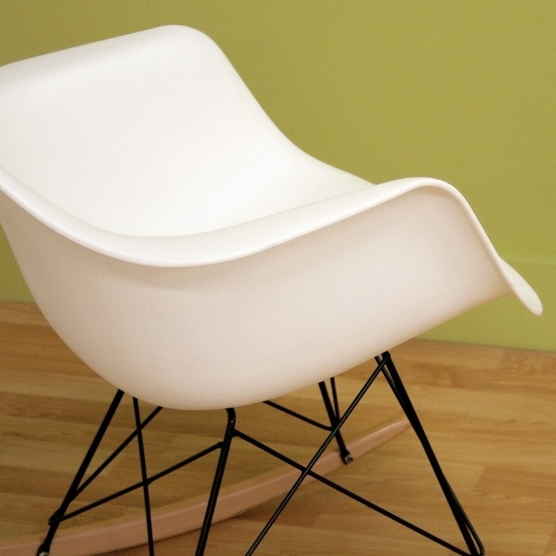 Baxton Studio Dario White Plastic Mid-Century Modern Rocking Chair