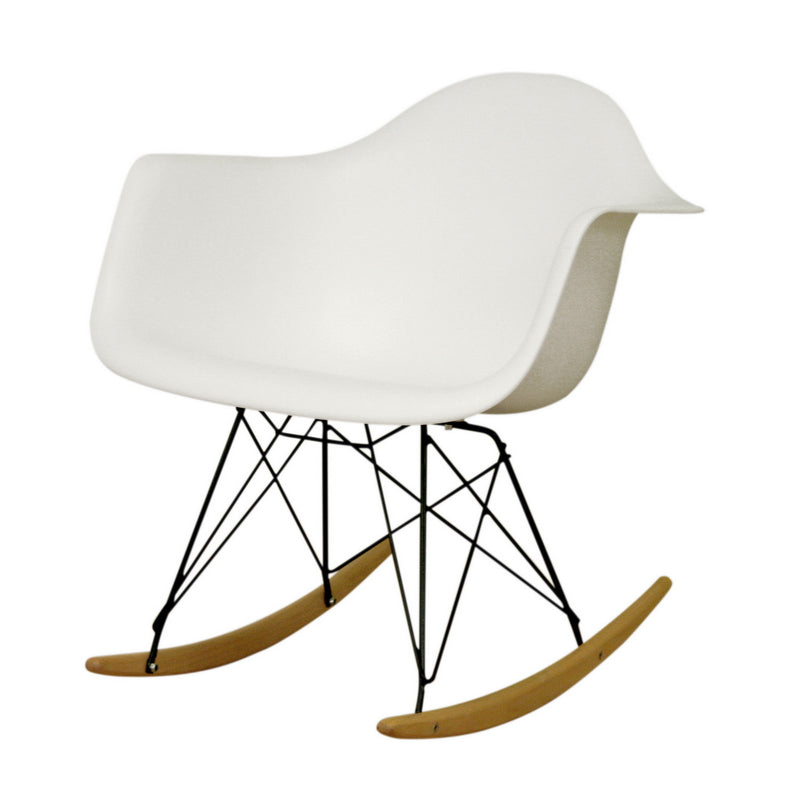 Baxton Studio Dario White Plastic Mid-Century Modern Rocking Chair