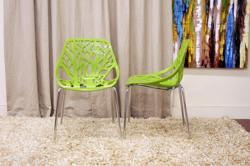 Baxton Studio Modern Birch Sapling Green Finished Plastic Dining Chair (Set of 2)