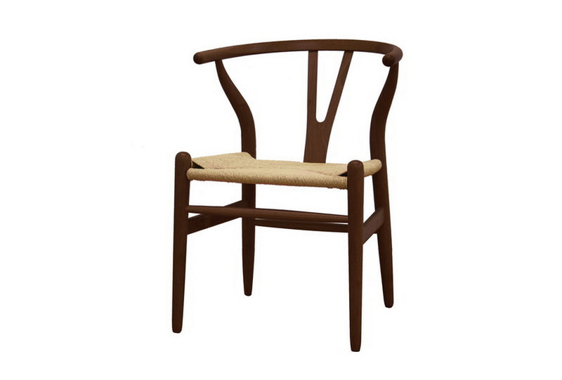Baxton Studio Mid-Century Modern Wishbone Chair - Dark Brown Wood Y Chair (Set of 2)