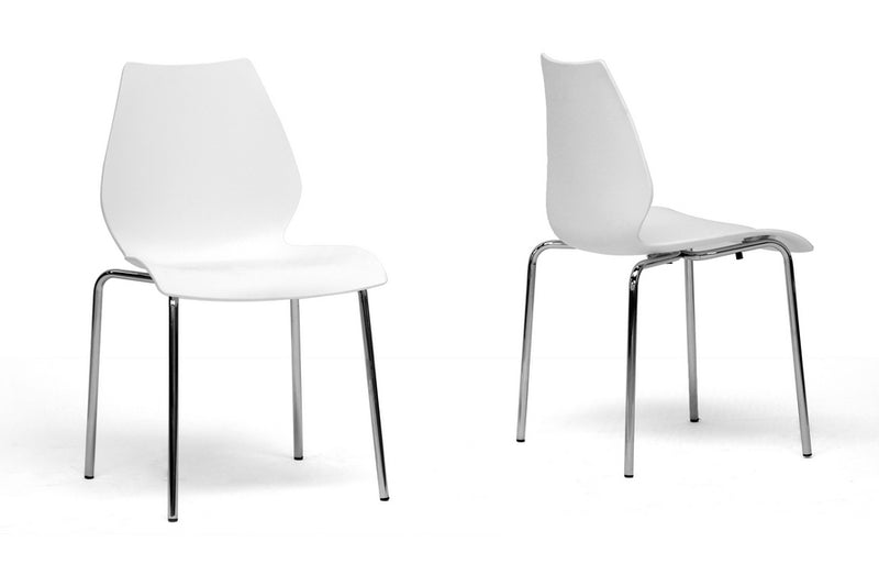 Baxton Studio Overlea White Plastic Modern Dining Chair  (Set of 2)