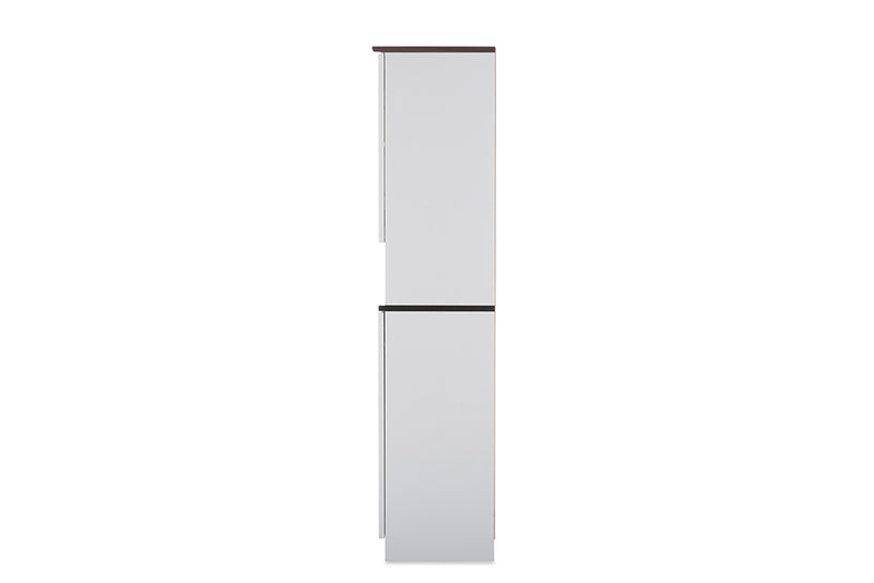 Baxton Studio Lauren Modern and Contemporary Two-tone White and Dark Brown Buffet and Hutch Kitchen Cabinet