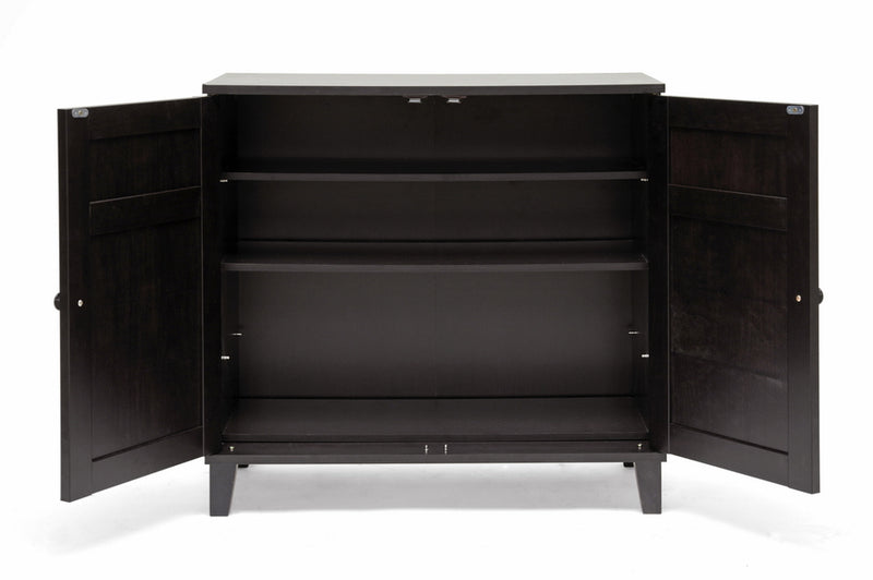Baxton Studio Glidden Dark Brown Wood Modern Shoe Cabinet (Short)