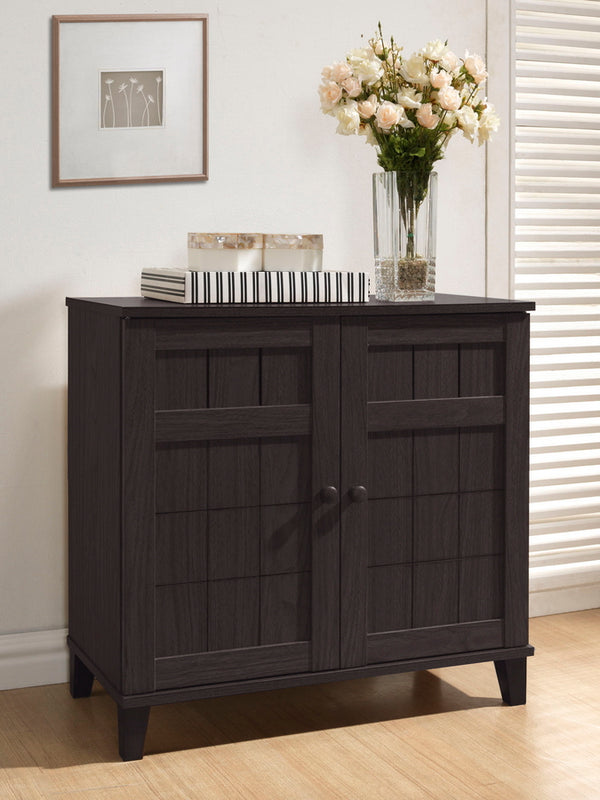 Baxton Studio Glidden Dark Brown Wood Modern Shoe Cabinet (Short)