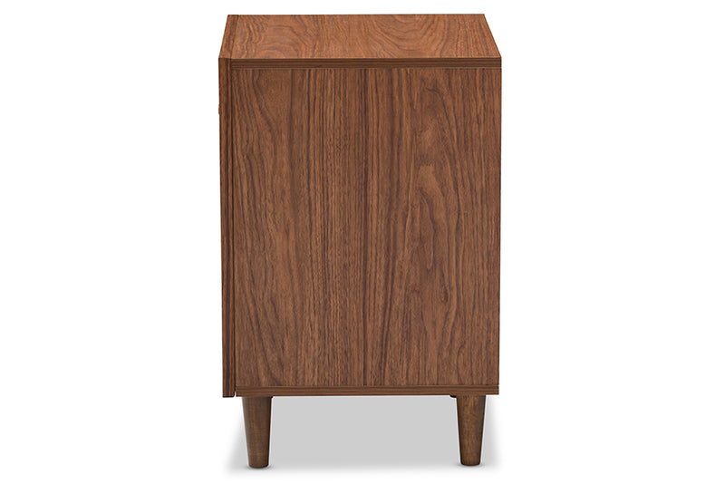 Baxton Studio Harlow Mid-century Modern Scandinavian Style White and Walnut Wood 1-drawer and 1-door Nightstand