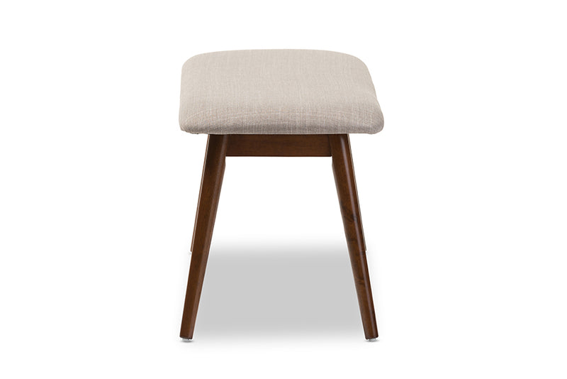 Baxton Studio Flora Mid-Century Modern Light Grey Fabric and "Oak" Medium Brown Finishing Wood Dining Bench