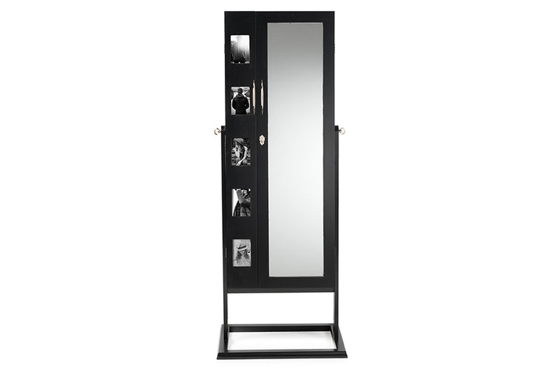 Baxton Studio Vittoria Black Finish Wood Square Foot Floor Standing Double Door Storage Jewelry Armoire Cabinet