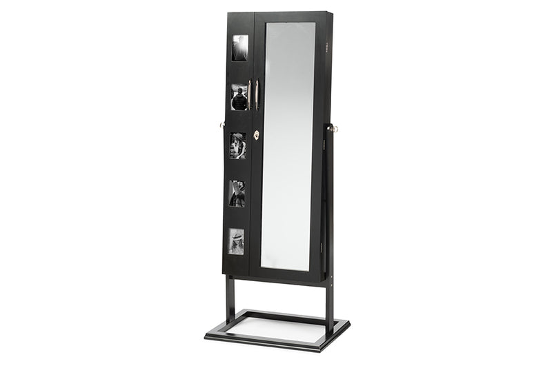 Baxton Studio Vittoria Black Finish Wood Square Foot Floor Standing Double Door Storage Jewelry Armoire Cabinet