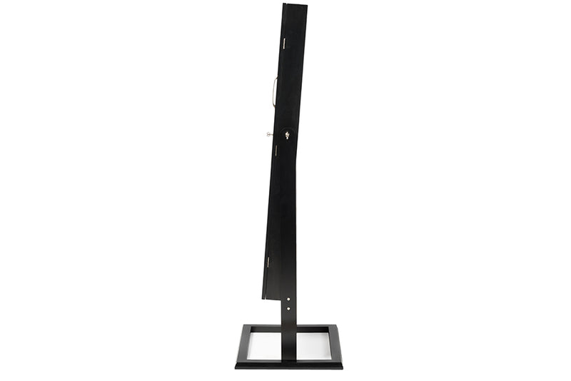 Baxton Studio Vittoria Black Finish Wood Square Foot Floor Standing Double Door Storage Jewelry Armoire Cabinet