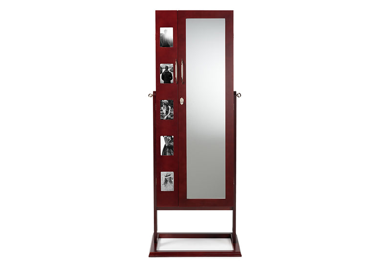 Baxton Studio Vittoria Brown Finish Wood Square Foot Floor Standing Double Door Storage Jewelry Armoire Cabinet