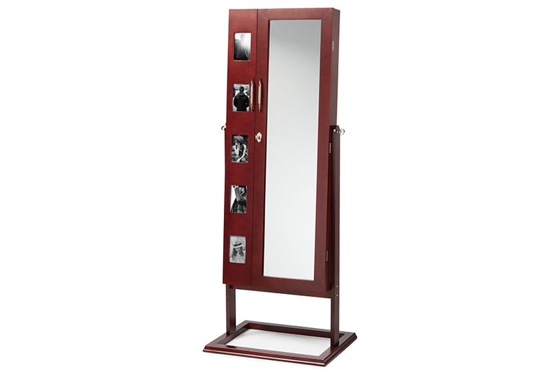 Baxton Studio Vittoria Brown Finish Wood Square Foot Floor Standing Double Door Storage Jewelry Armoire Cabinet