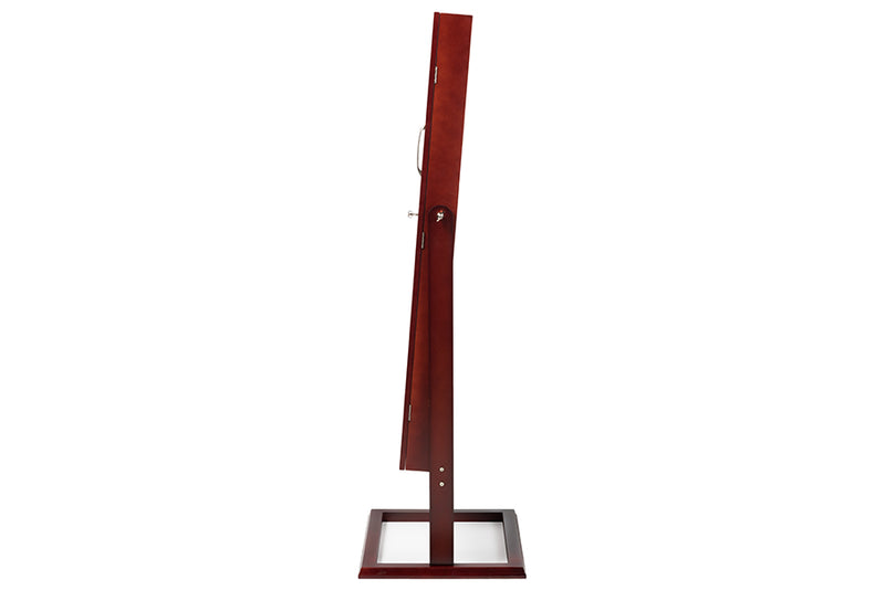 Baxton Studio Vittoria Brown Finish Wood Square Foot Floor Standing Double Door Storage Jewelry Armoire Cabinet