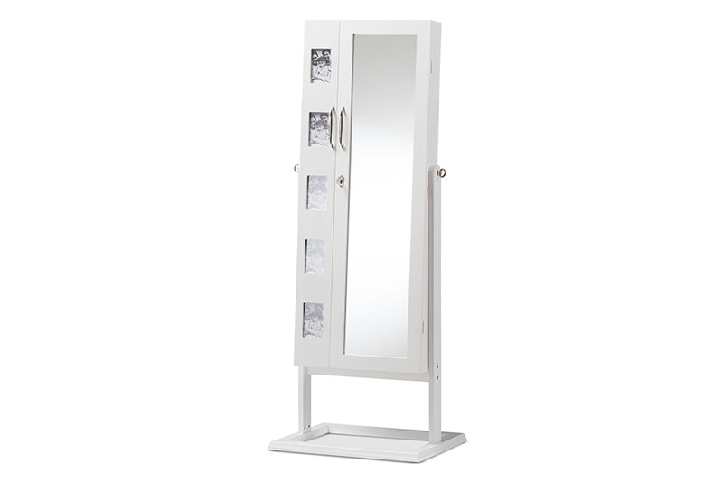 Baxton Studio Vittoria White Finish Wood Square Foot Floor Standing Double Door Storage Jewelry Armoire Cabinet