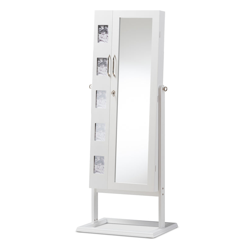 Baxton Studio Vittoria White Finish Wood Square Foot Floor Standing Double Door Storage Jewelry Armoire Cabinet