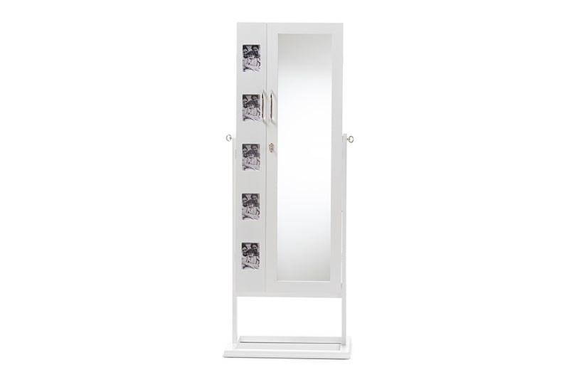 Baxton Studio Vittoria White Finish Wood Square Foot Floor Standing Double Door Storage Jewelry Armoire Cabinet