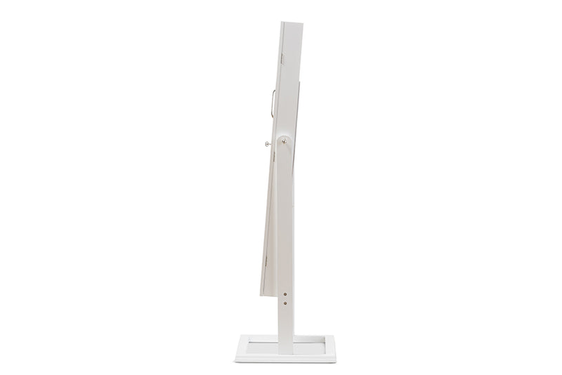 Baxton Studio Vittoria White Finish Wood Square Foot Floor Standing Double Door Storage Jewelry Armoire Cabinet