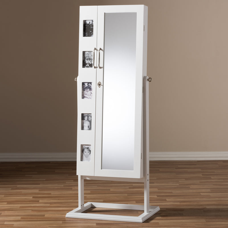 Baxton Studio Vittoria White Finish Wood Square Foot Floor Standing Double Door Storage Jewelry Armoire Cabinet