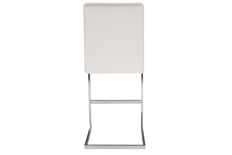 Baxton Studio Toulan Modern and Contemporary White Faux Leather Upholstered Stainless Steel Barstool (Set of 2)