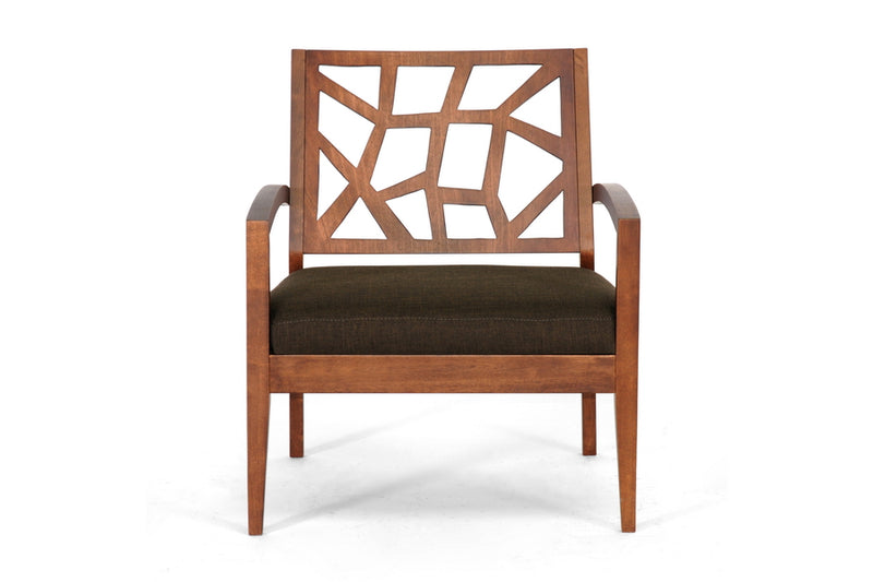 Baxton Studio Jennifer Modern Lounge Chair with Dark Brown Fabric Seat