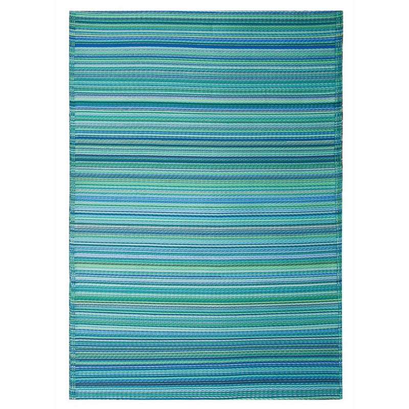 Fab Habitat Cancun Indoor/Outdoor Rug,Turquoise & Moss Green, (5' x 8')