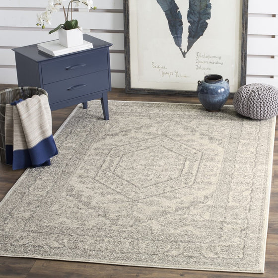 Safavieh Adirondack Collection ADR108B Ivory and Silver Oriental Vintage Medallion Area Rug (6' x 9')