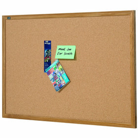 Quartet Cork Bulletin Board, 3 x 2 Feet, Corkboard, Oak Finish Frame (303)
