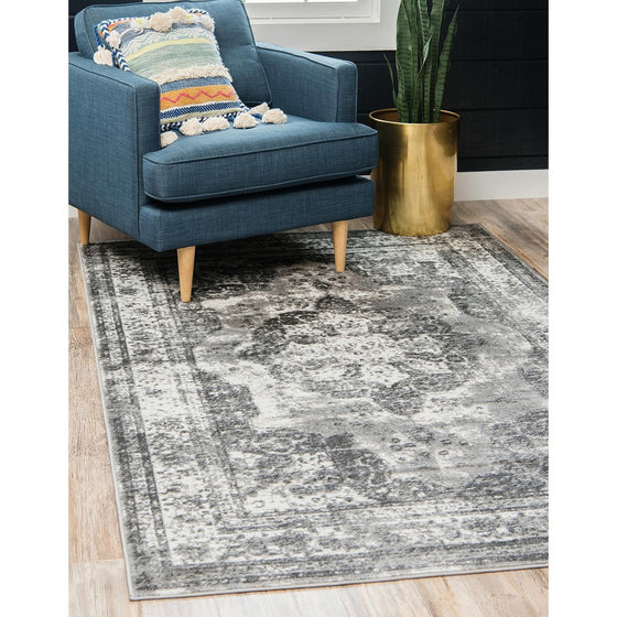 Unique Loom Monaco Collection Traditional Vintage Gray Home Décor Area Rug (5' x 8')