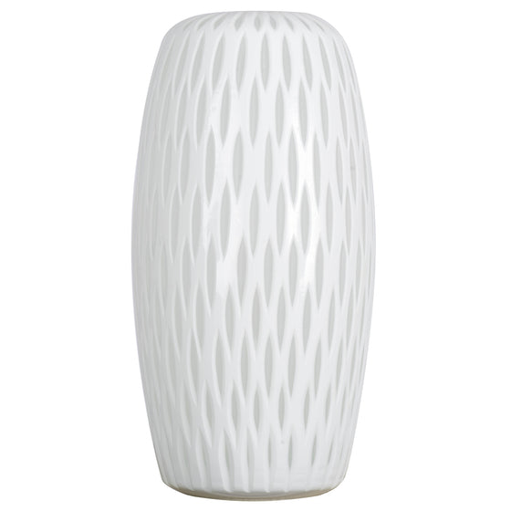 13" White Frosted Glass Vase