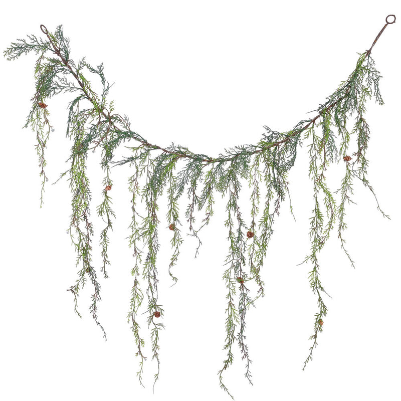 4' Weeping Cedar Garland w/Cones 189Tips