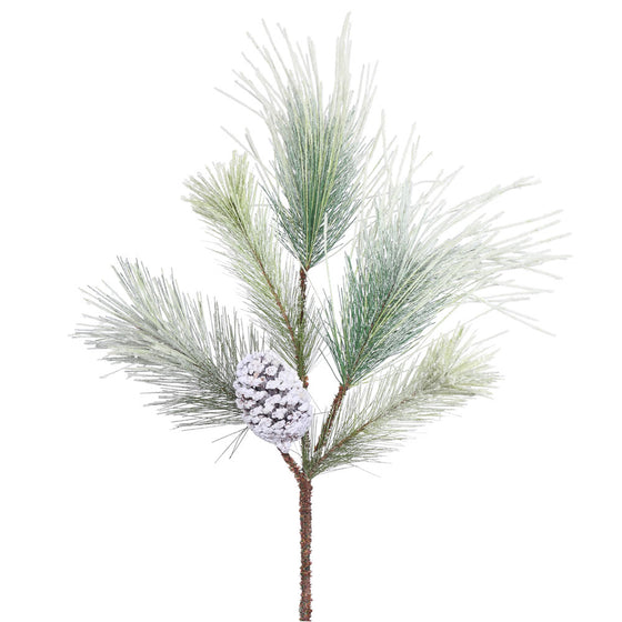 28" Frosted Norway Pine Spray w/Cone 2/b