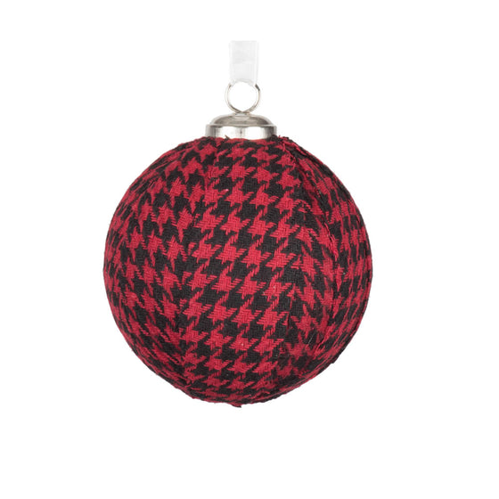 3.25" Red/Black Houndstooth Ball Ornamen