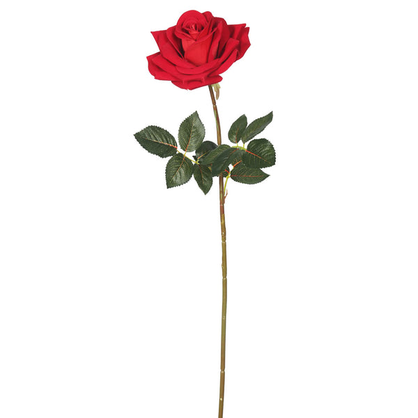 25" Single Velvet Red Rose 3/pk