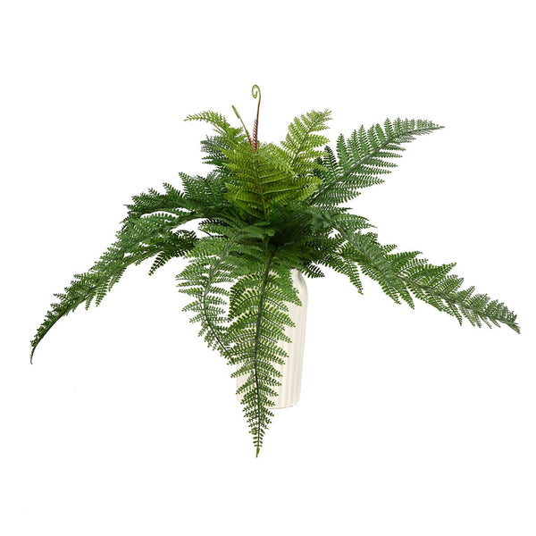 16" Green Lthr Fern Bush 13Lvs 2/Pk UV