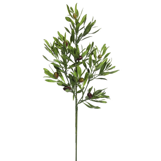 26" Green Olive Leaf Spray 3/pk