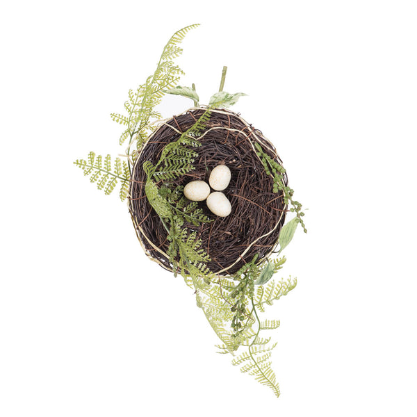 7" Grapvine Nest W/Eggs & Fern-Grn/Bur