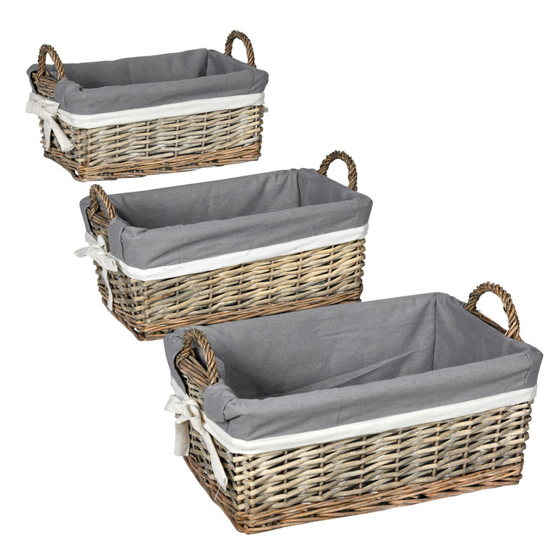 5"-7" Willow Basket Fabric Liner Set/3