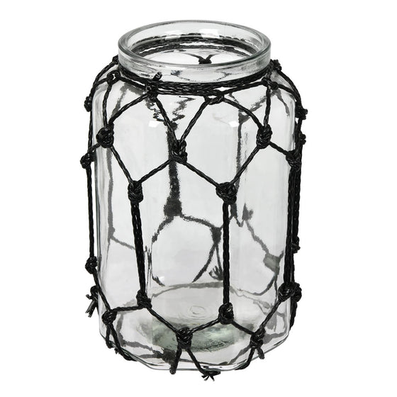 10.3" Glass Jar with Black Rope