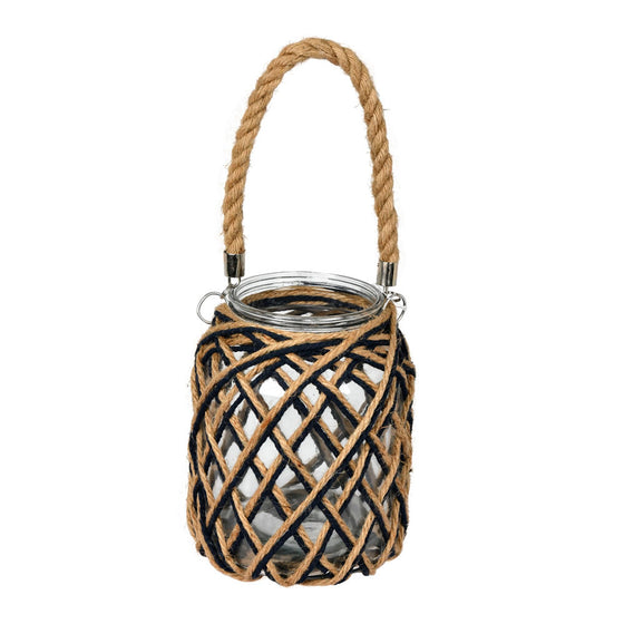 8.5" Glass Jar in Woven Jute Handle